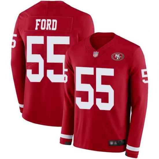 49ers 55 Dee Ford Red Team Color Youth Stitched Football Limited Therma Long Sleeve Jersey